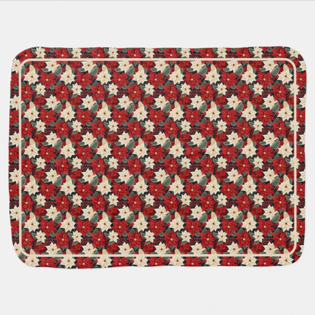 Christmas Poinsettia Baby Blanket (Horizontal)