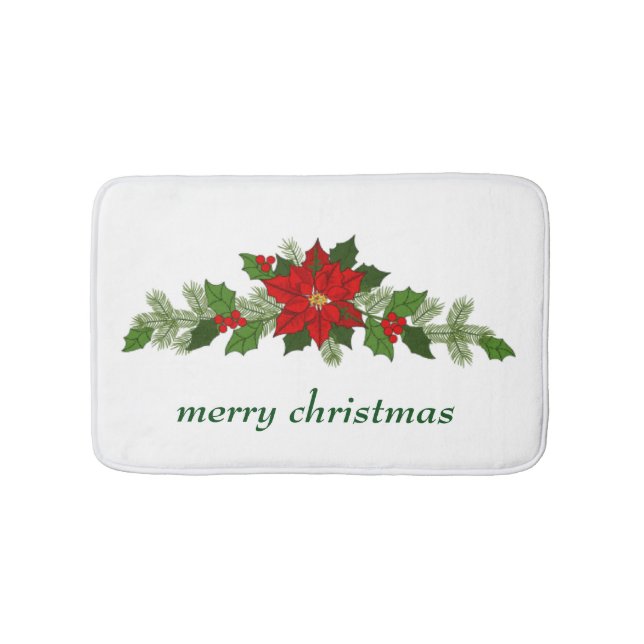 Christmas Poinsettia Bath Mat (Front)