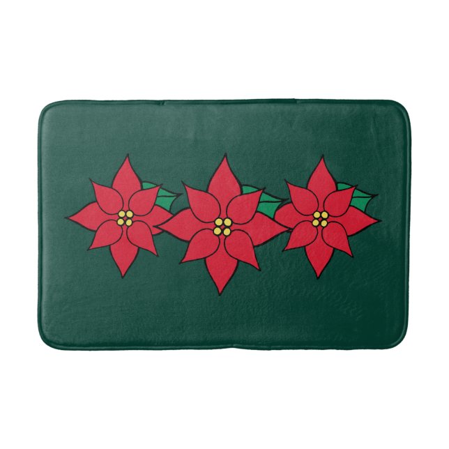 Christmas Poinsettia Bath Mat Rug (Front)
