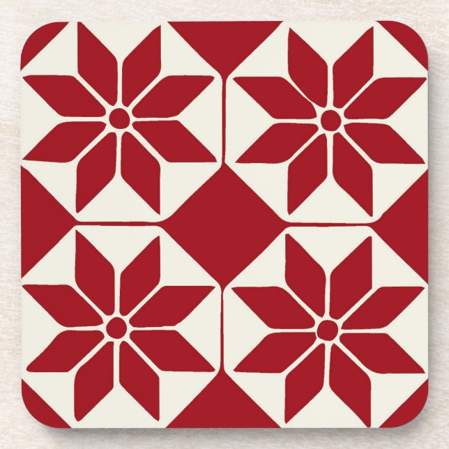 Christmas Poinsettia Beverage Coaster (Front)
