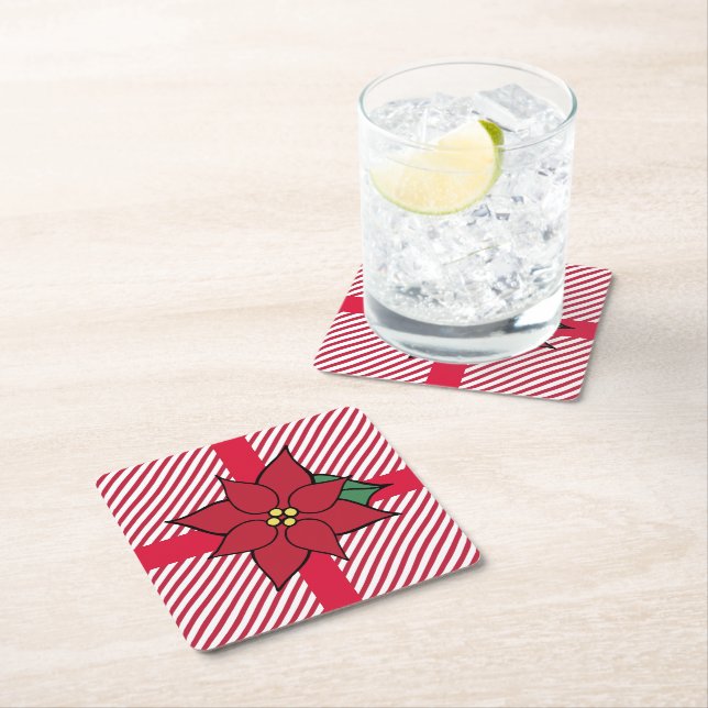 Christmas Poinsettia Beverage Coasters (Insitu)