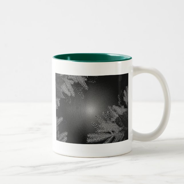 Christmas Poinsettia Black And Grey II Two-Tone Coffee Mug (Right)