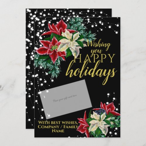 Christmas Poinsettia Black Gift Card Holder 