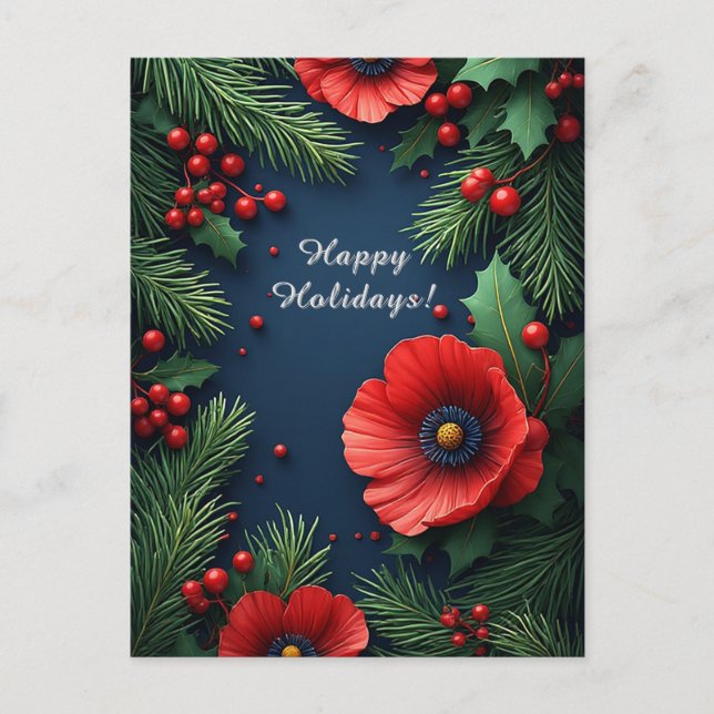 ❄️ Christmas Poinsettia Bloom Magic 🎄 Festive Postcard (Front)