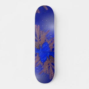 Christmas Poinsettia Blue I Skateboard Deck