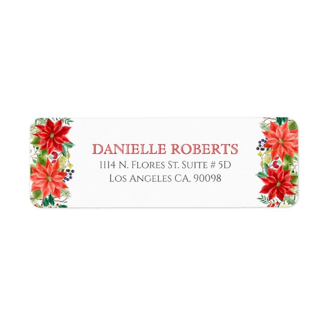Christmas Poinsettia border Label (Front)