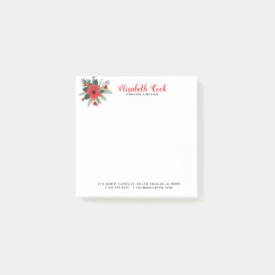 Christmas Poinsettia Bouquet Modern Typography Post-it Notes