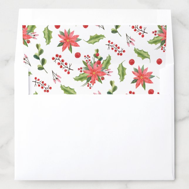 Christmas poinsettia bouquet pattern envelope liner (In Envelope)
