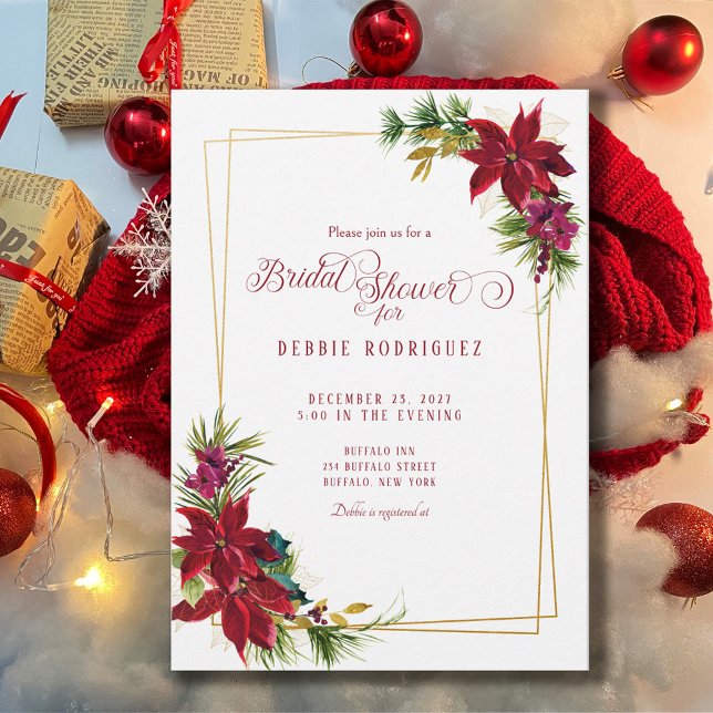 Christmas Poinsettia Bridal Shower Invitation (Creator Uploaded)