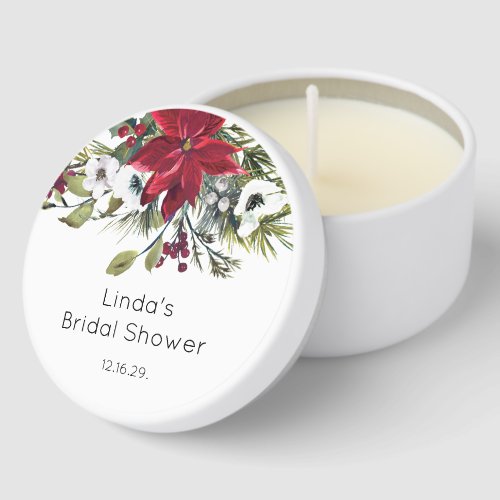 Christmas Poinsettia Bridal Shower Mini Candle Favors