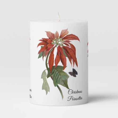 Christmas Poinsettia by Pierre Joseph Redoute Pillar Candle