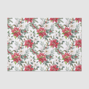 Christmas Poinsettia, Camellia Flowers & Berries Tissue Paper