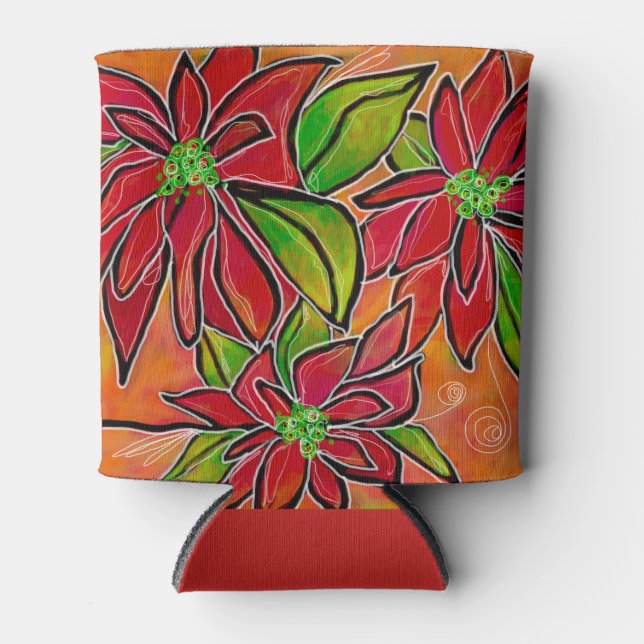 Christmas Poinsettia Can Cooler (Front)