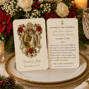 Christmas Poinsettia Catholic Wedding Prayer Card