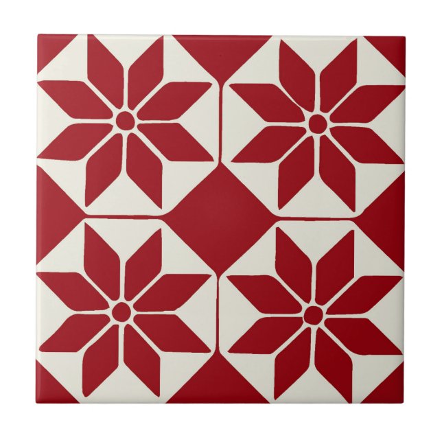 Christmas Poinsettia Ceramic Tile (Front)