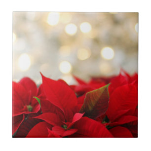 Christmas Poinsettia Ceramic Tile