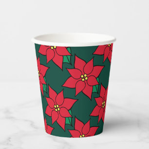 Christmas Poinsettia Coffee Party Drink Paper Cups