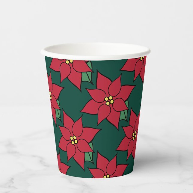 Christmas Poinsettia Coffee Party  Drink   Paper Cups (Front)