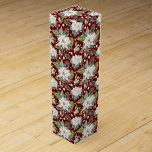 Christmas Poinsettia Dark Red White Green Vintage  Wine Box<br><div class="desc">Use this vintage and stylish design for all of your holiday gifts. This design has a seamless pattern with a dark red background and white poinsettia s with green leaves and white berries. The dark red background can be changed by going to the menu and changing the color of the...</div>