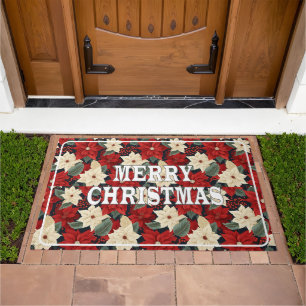 Christmas Poinsettia Doormat