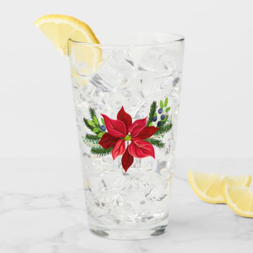 Christmas Poinsettia Drinking Glass