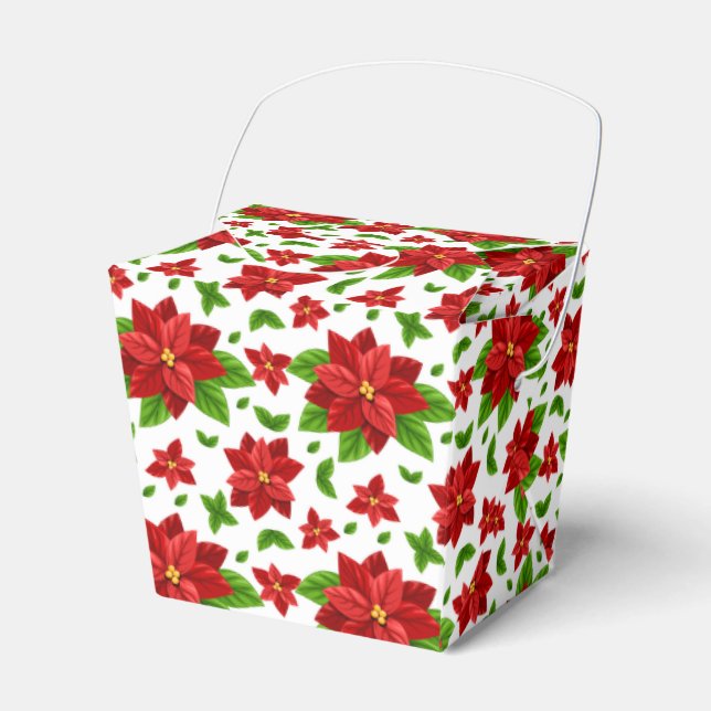 Christmas Poinsettia Favor Box (Front Side)
