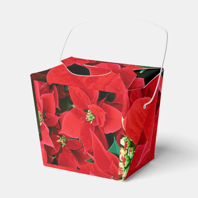 Christmas Poinsettia Favor Box Chinese Food Style (Front Side)
