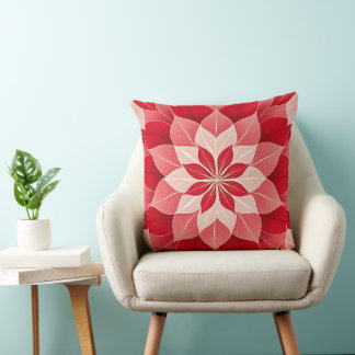 Christmas Poinsettia Festive Throw Pillow