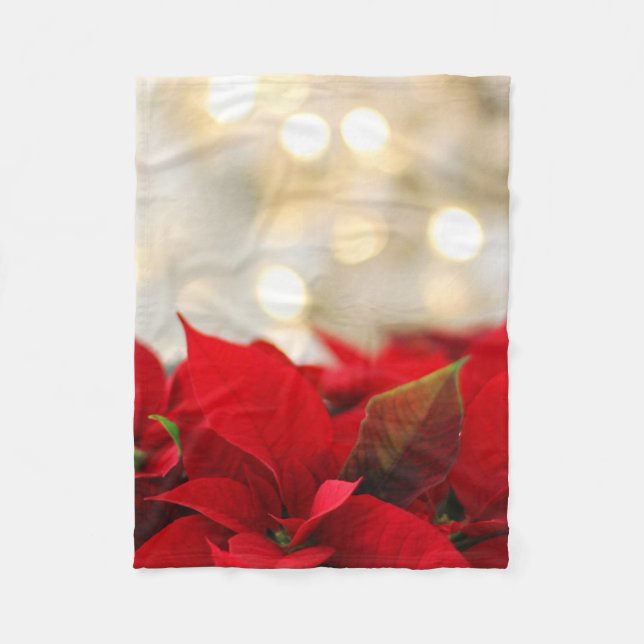 Christmas Poinsettia Fleece Blanket (Front)