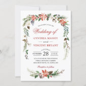Christmas Poinsettia Floral Arch Winter Wedding Invitation (Front)