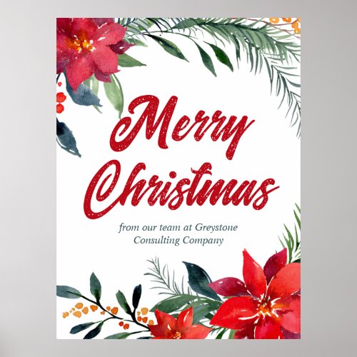 Christmas Poinsettia Floral Company Holiday Party Poster