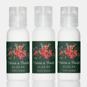Christmas Poinsettia Floral Green Custom Wedding  Hand Lotion