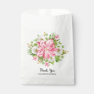 Christmas Poinsettia Floral Holiday Favor Bag