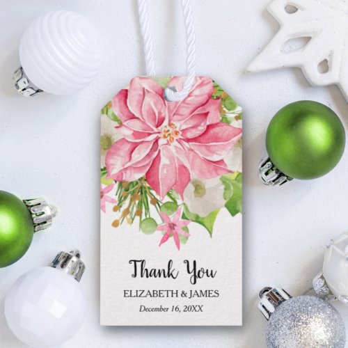 Christmas Poinsettia Floral Holiday Favor Gift Tags