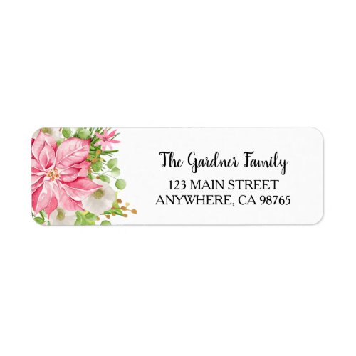 Christmas Poinsettia Floral Holiday Label