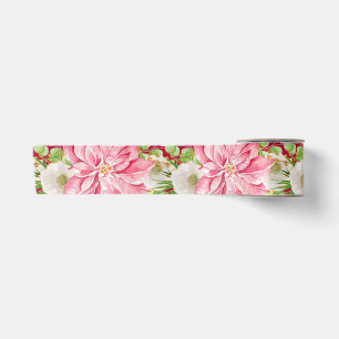 Christmas Poinsettia Floral Holiday Satin Ribbon