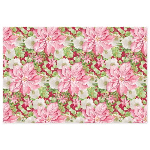 Christmas Poinsettia Floral Holiday Tissue Paper