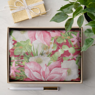 Christmas Poinsettia Floral Holiday Tissue Paper