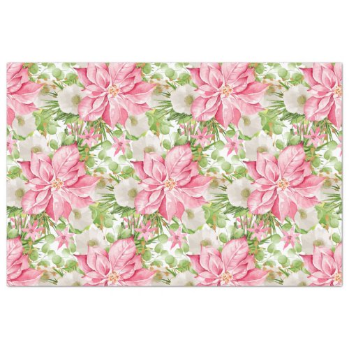 Christmas Poinsettia Floral Holiday Tissue Paper