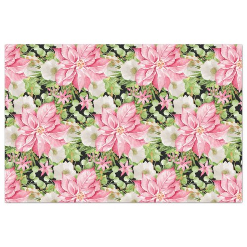 Christmas Poinsettia Floral Holiday Tissue Paper