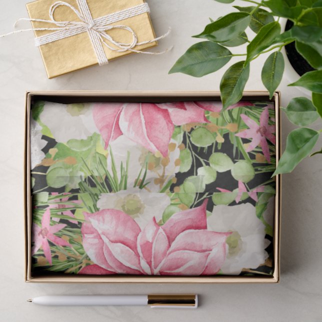 Christmas Poinsettia Floral Holiday Tissue Paper (Gift)