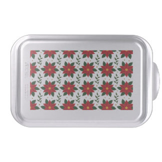 Christmas Poinsettia Floral Pattern | Red Green Cake Pan
