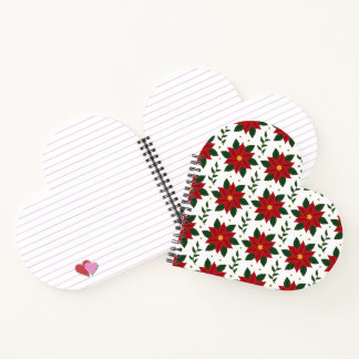 Christmas Poinsettia Floral Pattern | Red Green Notebook