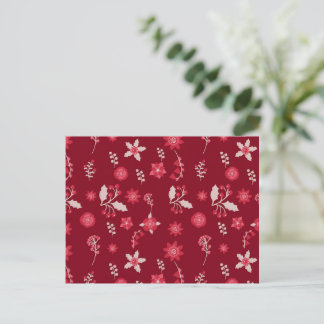 Christmas Poinsettia Flower And Cherry Wrapping Pa Postcard