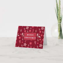 Christmas Poinsettia Flower AndCherryGreetingCard