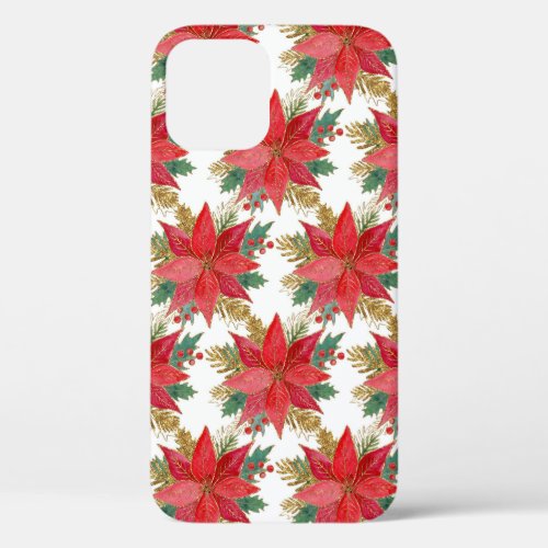 Christmas Poinsettia Flower Decoration Gift iPhone 12 Case
