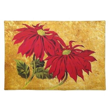 Christmas Poinsettia Flowers  Cloth Placemat by LeAnnS123 at Zazzle