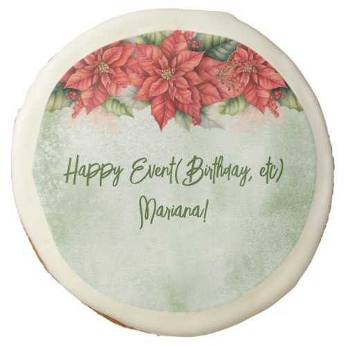 Christmas Poinsettia Flowers Floral Party Sugar Cookie