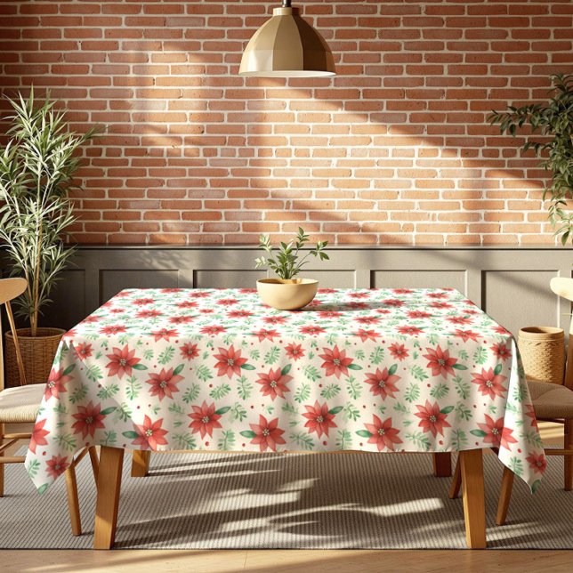 Christmas Poinsettia Flowers – Kitchen Decor Tablecloth (Creator Uploaded)