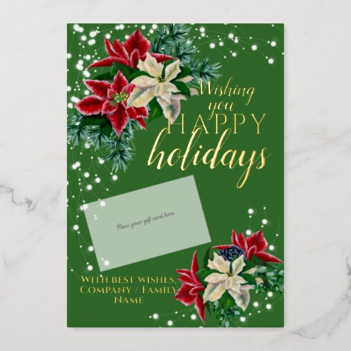 Christmas Poinsettia Foil Gift Card Holder